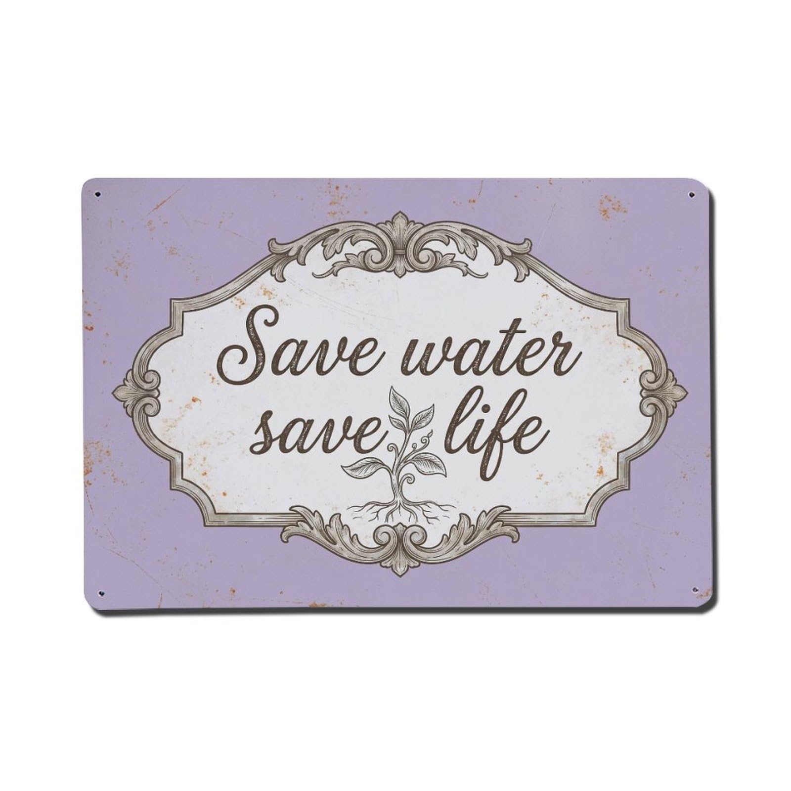 Olhnbad Style Save Water Save Life Conservation Quote Metal Tin Sign