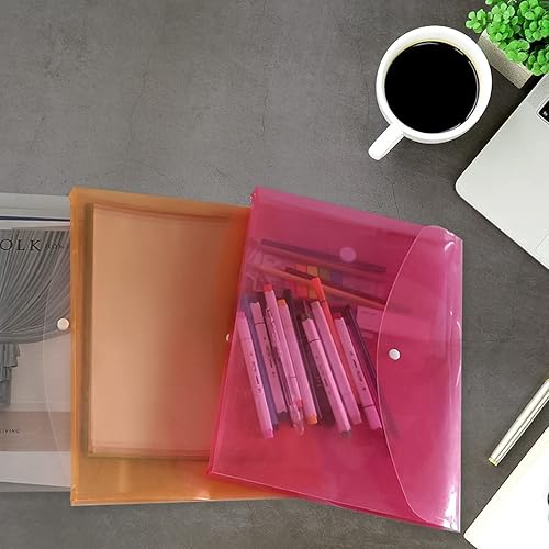 Miniatura 5 de Paquete de 24 sobres de plástico expandibles de polietileno con botón a presión, organizador de carpetas de archivos de documentos para el trabajo,