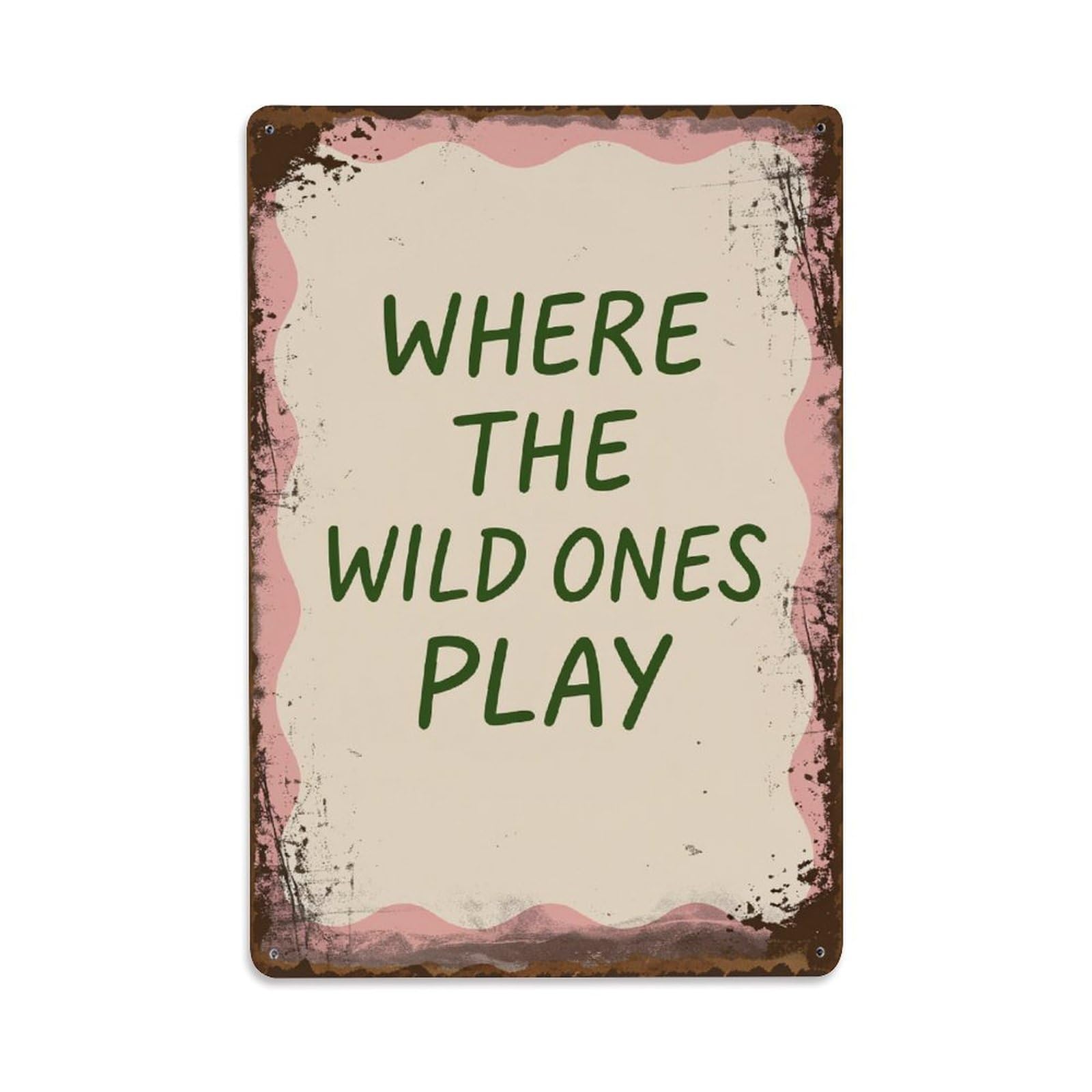 Enderetf Vintage Where The Wild Ones Play Tin Sign Metal Poster, Home Bar Garage Man Cave Cafe Indoor & Outdoor Wall Decoration 8X12inches