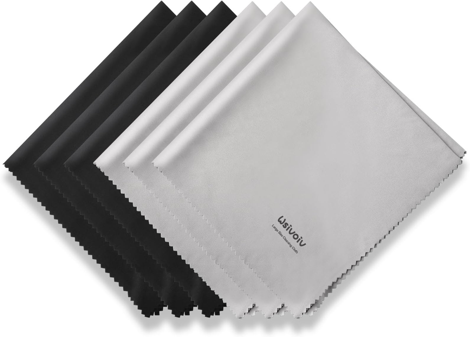 6PCS Large Eyeglass Cleaning Cloths, 12 x12 inches Glasses Cleaner, Individually Wrapped, Premium Microfiber Cleaning Cloth for Glasses, TV, Laptop Screens and Lens, Easier to Grip and Use