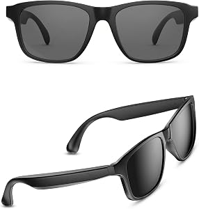 Smart Glasses, V5.3 BT Glasses, with Speaker, UV400 BT Sunglasses, Touch Control & Open Ear Music & Clear Calls, Magnetic Charging Smart Glasses for Men Women