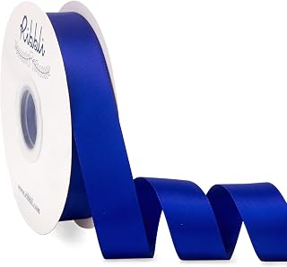 Ribbli Cobalt Blue Satin Ribbon Double Faced Satin 1 Inch x Continuous 50 Yards-Dark Blue Ribbon for Gift Wrapping Crafts Wedding Decoration Bows Bouquet Floral Arrangement
