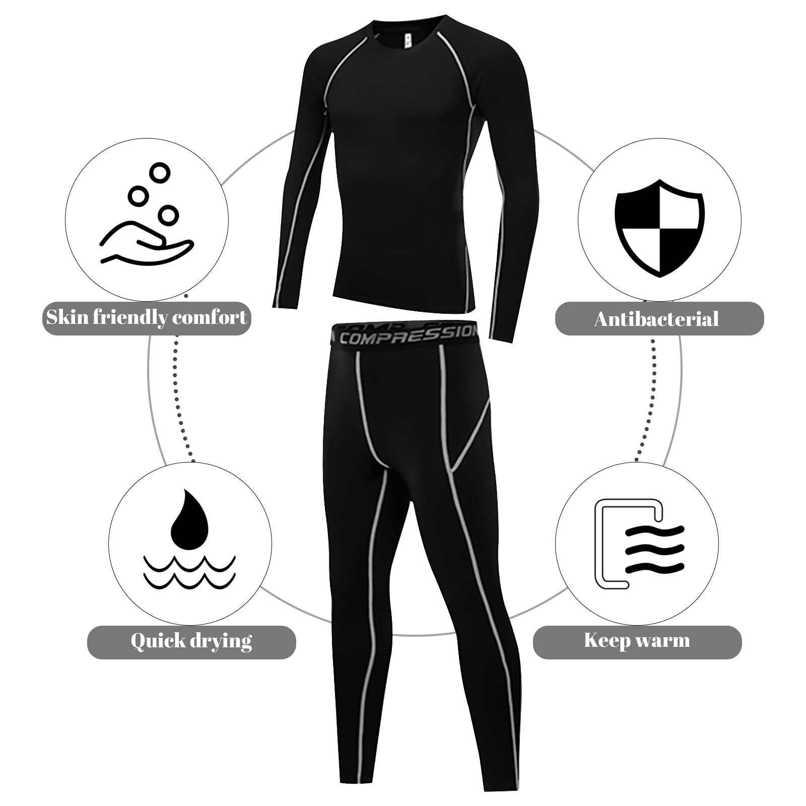 Set di Intimo a Compressione per Bambini, Completo Termico Bambino Calcio, Intimo Sportivo ad Asciugatura Rapida, per Bambini Allenamento di Calcio, Corsa e Jogging