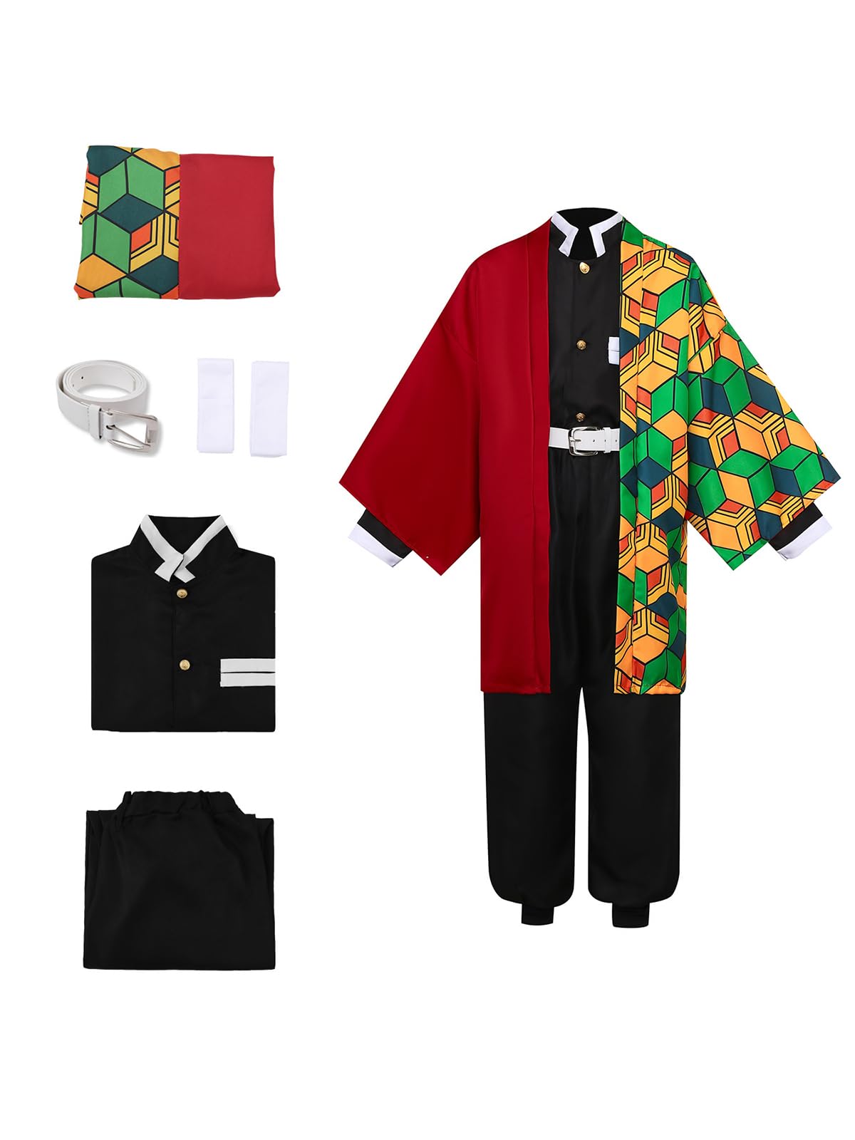 Koongso Kids Giyuu Anime Cosplay Costume, Boys Girls Giyuu Kimono Uniform Outfit Halloween Costume Role Play Full Set