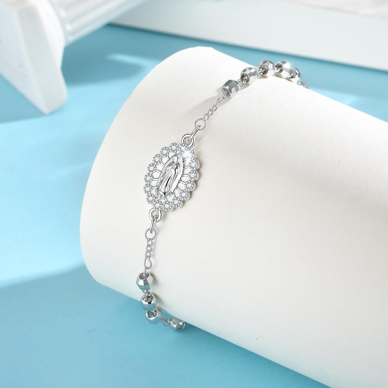 Catholic Crucifix Gifts Rosary Bracelet for Women - Chain Drape & Proportions