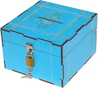 Cofrinho Porta Dinheiro Bau Cofre Caixinha Caixa C/Cadeado (Azul)
