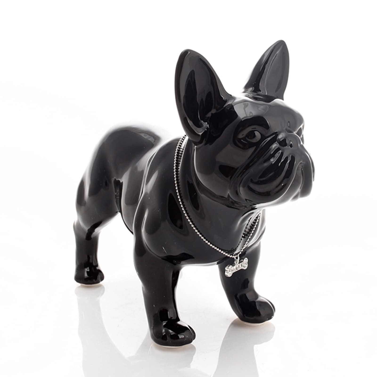 SHENGTIAN 7.6in Black French Bulldog Statue, Resin Dog Statue Home Decor