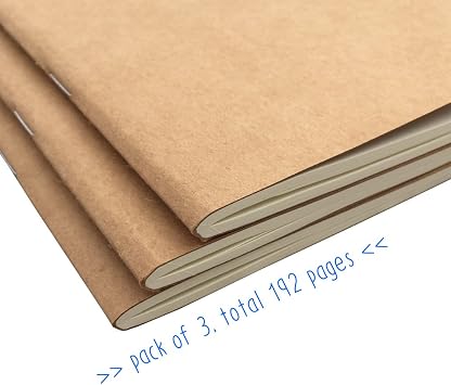 newestor Travelers Notebook Inserts - Lined Refills for Standard Size Travelers Notebook, Set of 3, Total 192 Pages, 8.25 x 4.25 Inches
