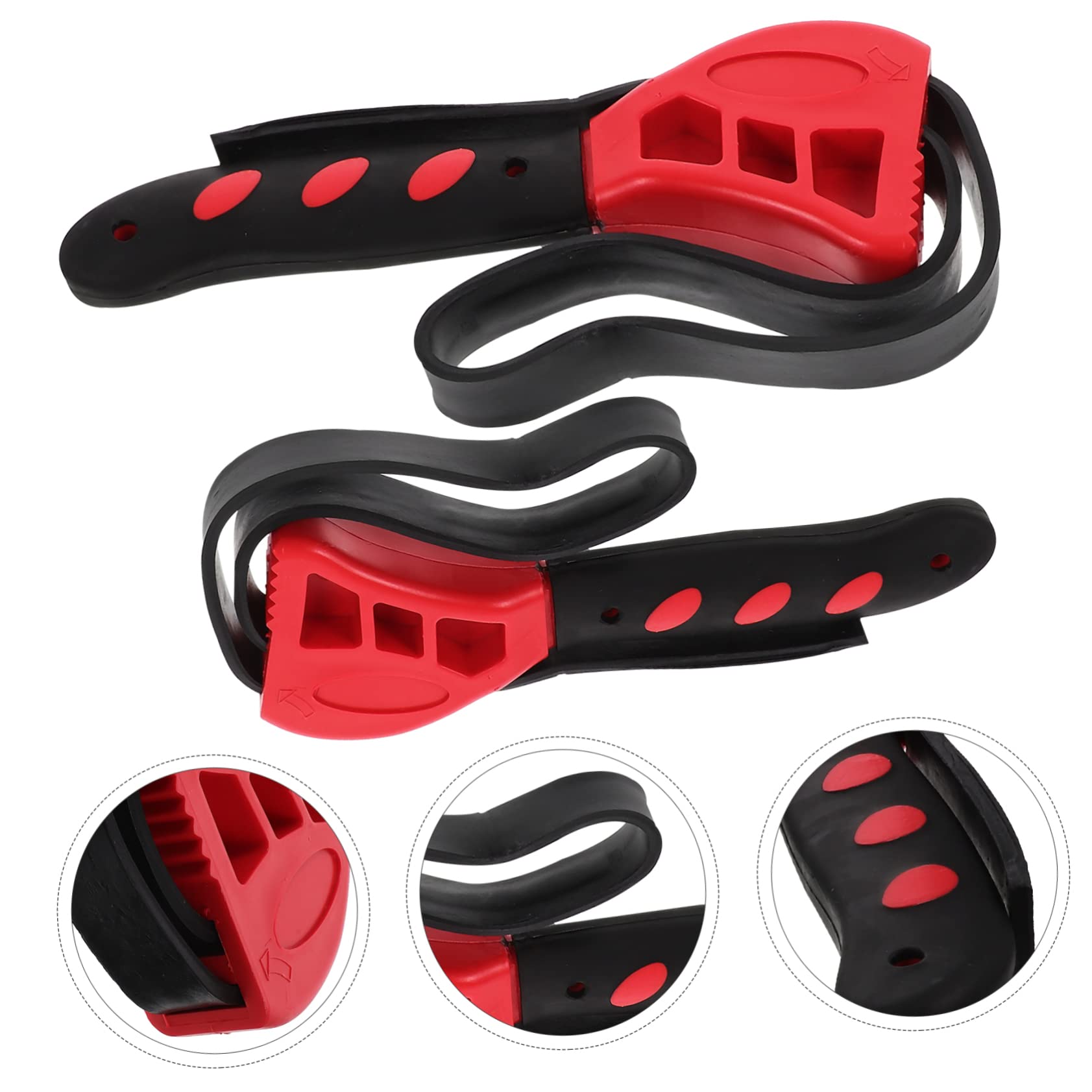 STOBOK 2Pcs Rubber Strap Wrench Adjustable Bottle Opener Tool for Jars for Weak Hands Seniors Versatile Grip for Confined Spaces