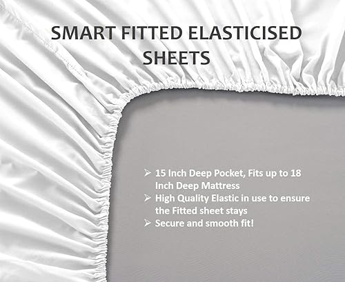 Miniatura 4 de Trend Bedding Mart TBM - Juego de 4 sábanas con fundas de almohada, 100% algodón egipcio, 1000 hilos, calidad de hotel para colchones de hasta 18