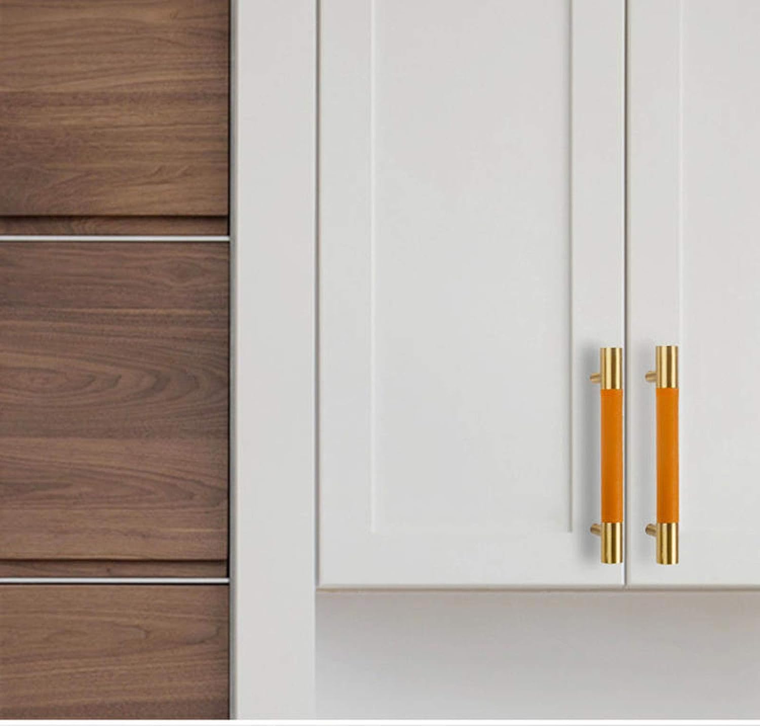 Panduo Chest of Drawers Brushed Brass Kitchen Cabinet Knobs Pulls and Handles Nordic Simple Sheepskin Cabinet Cupboard Door Pull Handles Drawer Knobs (Color : C, Size : Hole Distance 128mm)