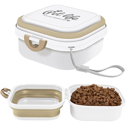 Collapsible Dog Water Bowl, Portable Dog Bowl for Traveling, 2-in-1 Pet Food and Water Feeder - Travel Dog Bowls with Lid for Walking, Traveling, Camping and Hiking