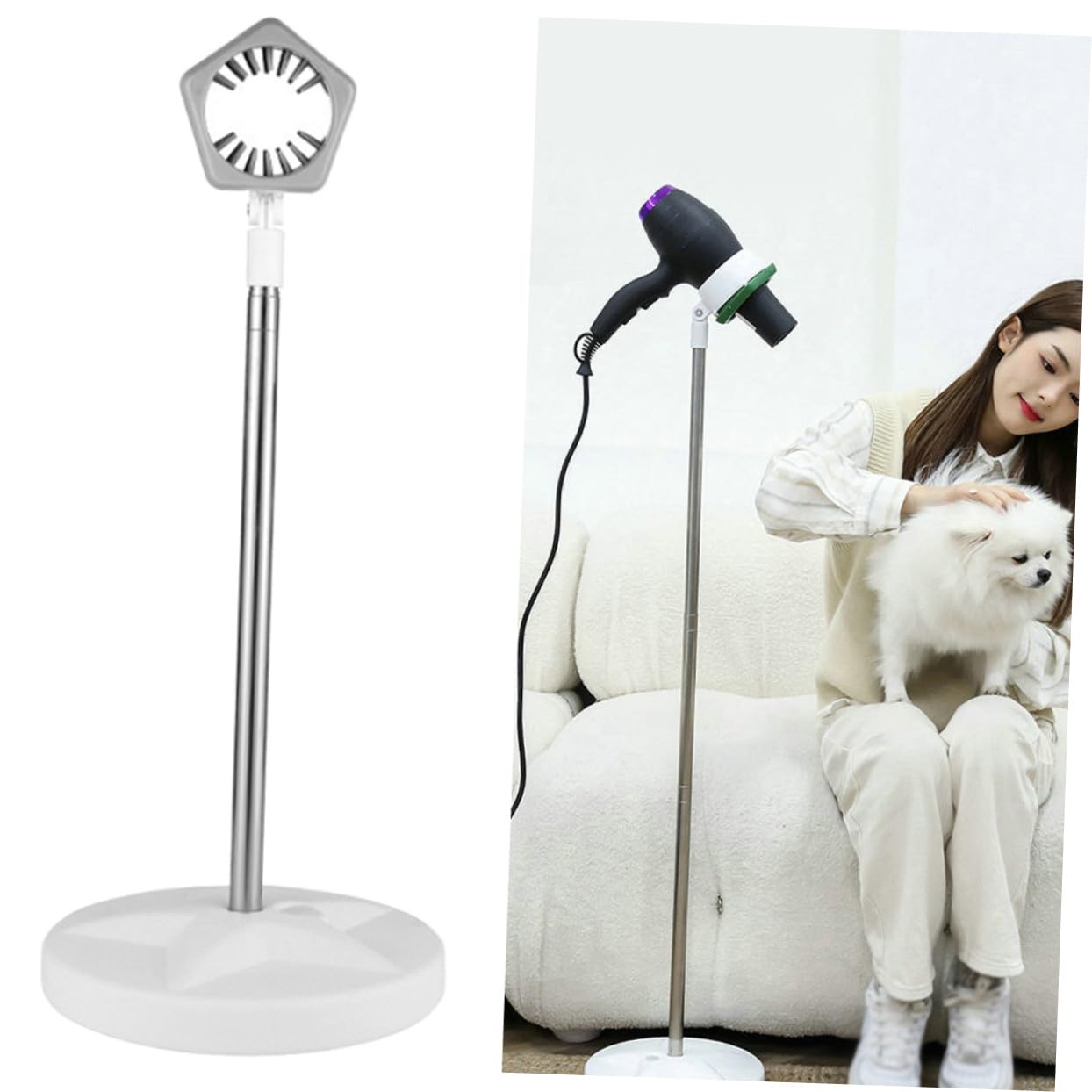 Soporte para Secador de Pelo de Soporte de Suelo Telescópico para Manos Libres y Uso Doméstico