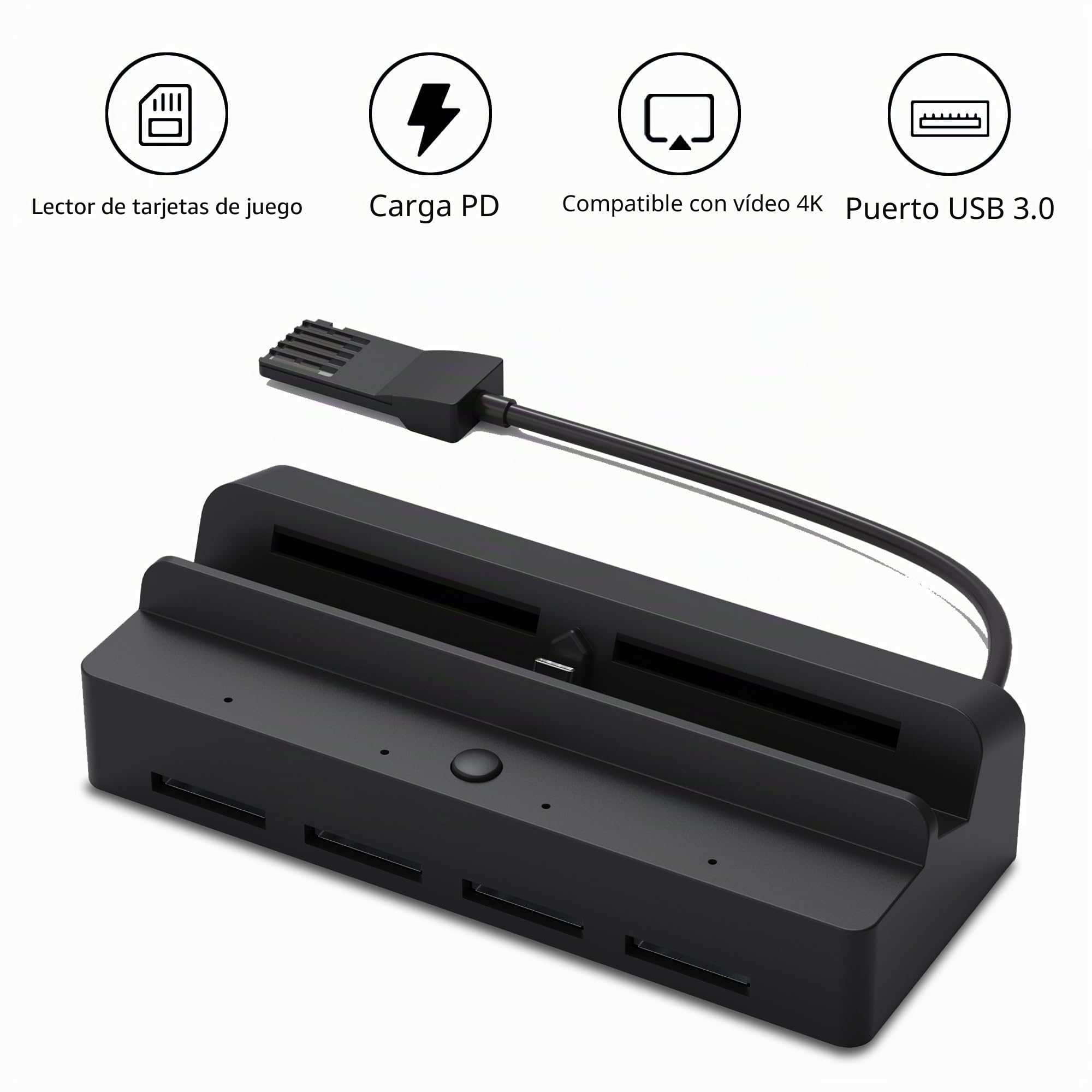 Dobewingdelou - Lector de tarjetas de juego para Switch Accesorios PD cargador, 4K HDMI, puerto USB 3.0, indicador LED