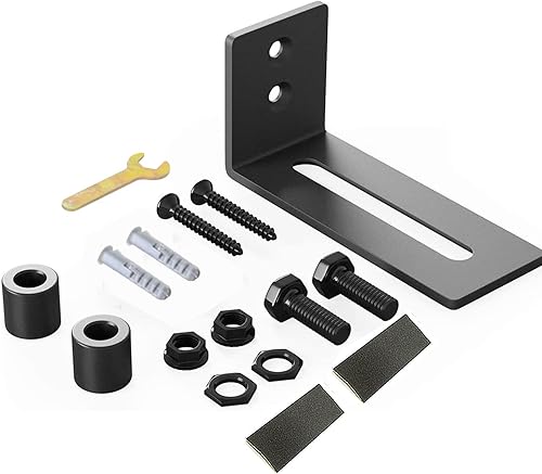 Miniatura 5 de Yahpetes 1 guía de piso para puerta corrediza, guía de piso de puerta de granero de doble rueda, rodillo ajustable montado en la pared, guía de piso