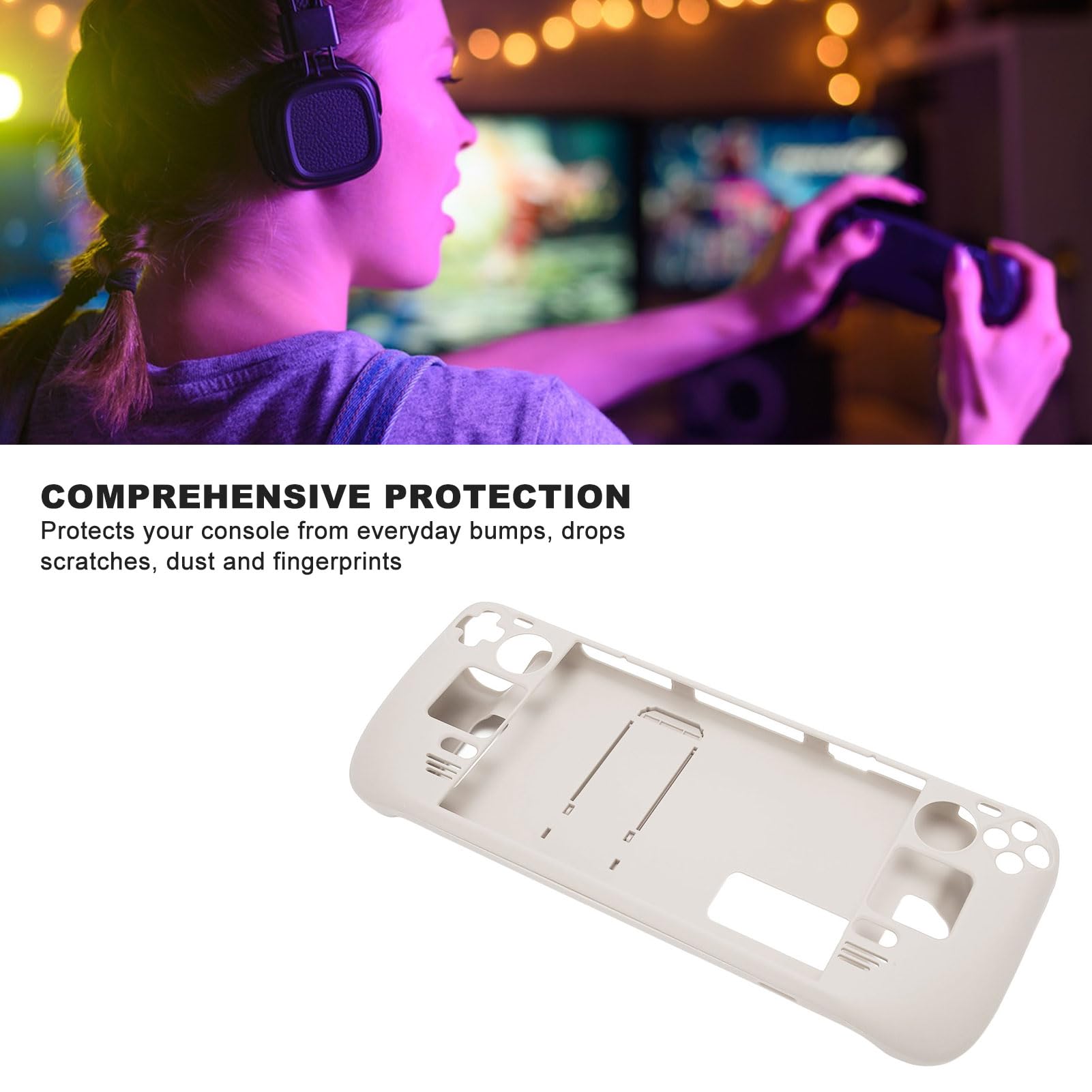 Étui de Béquille pour Steam Deck étui de Protection Complet pour Steam Deck Antichoc Antidérapant Accessoires Anti-Collision avec Fonction de Support (Céramique Blanche)