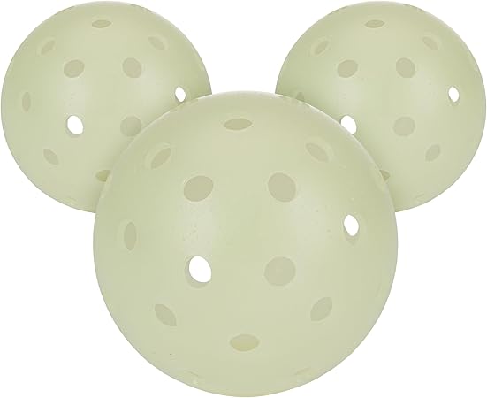 Franklin Sports Glow in The Dark Outdoor Pickleballs - Light Up Pickleball Balls for Nighttime Pickleball - Glow in The Dark Green Pickleball Balls - Charge in Indoor Light + Sunlight - 3 Pack