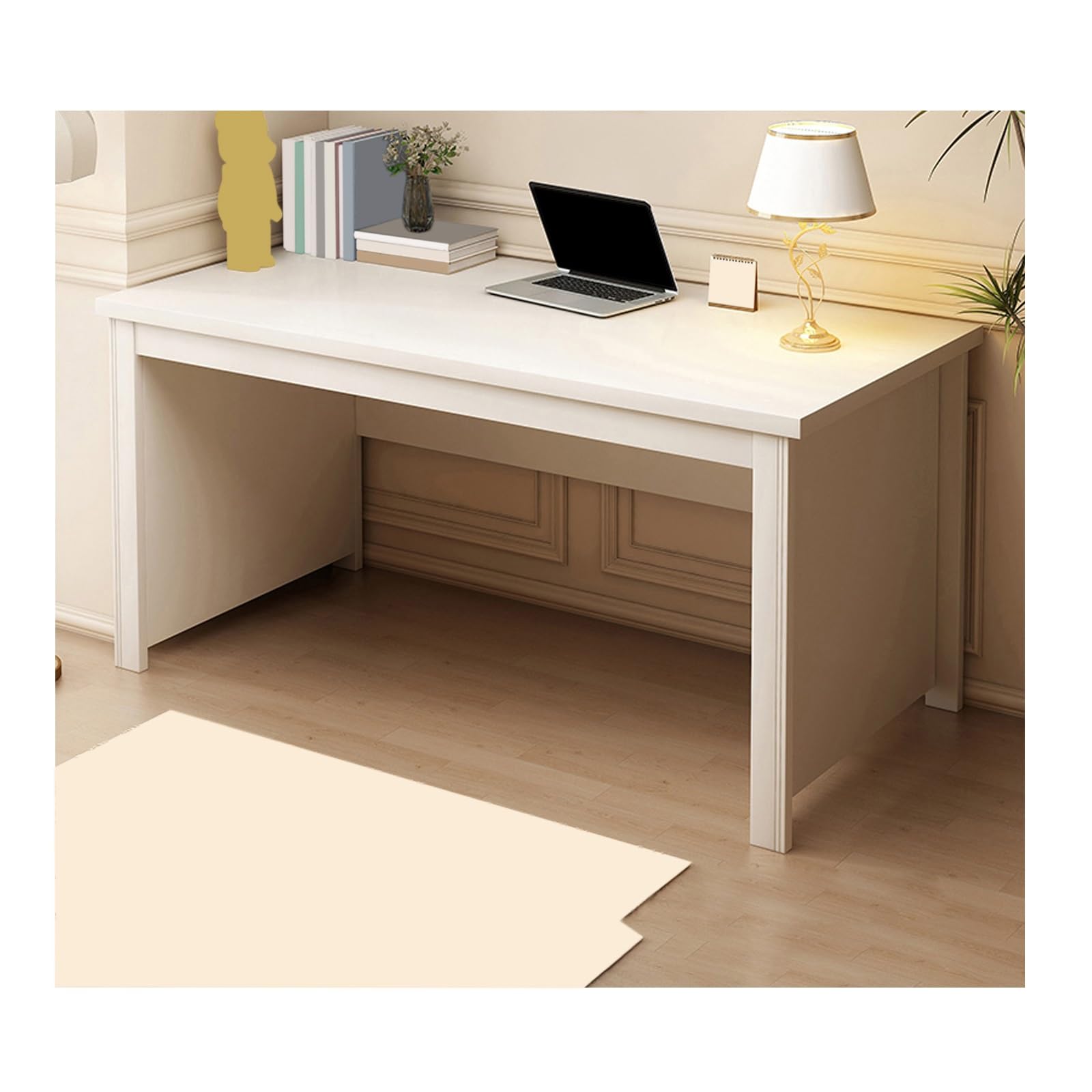 Bureau beige moderne de grande capacité avec structure robuste pour bureau à domicile et études