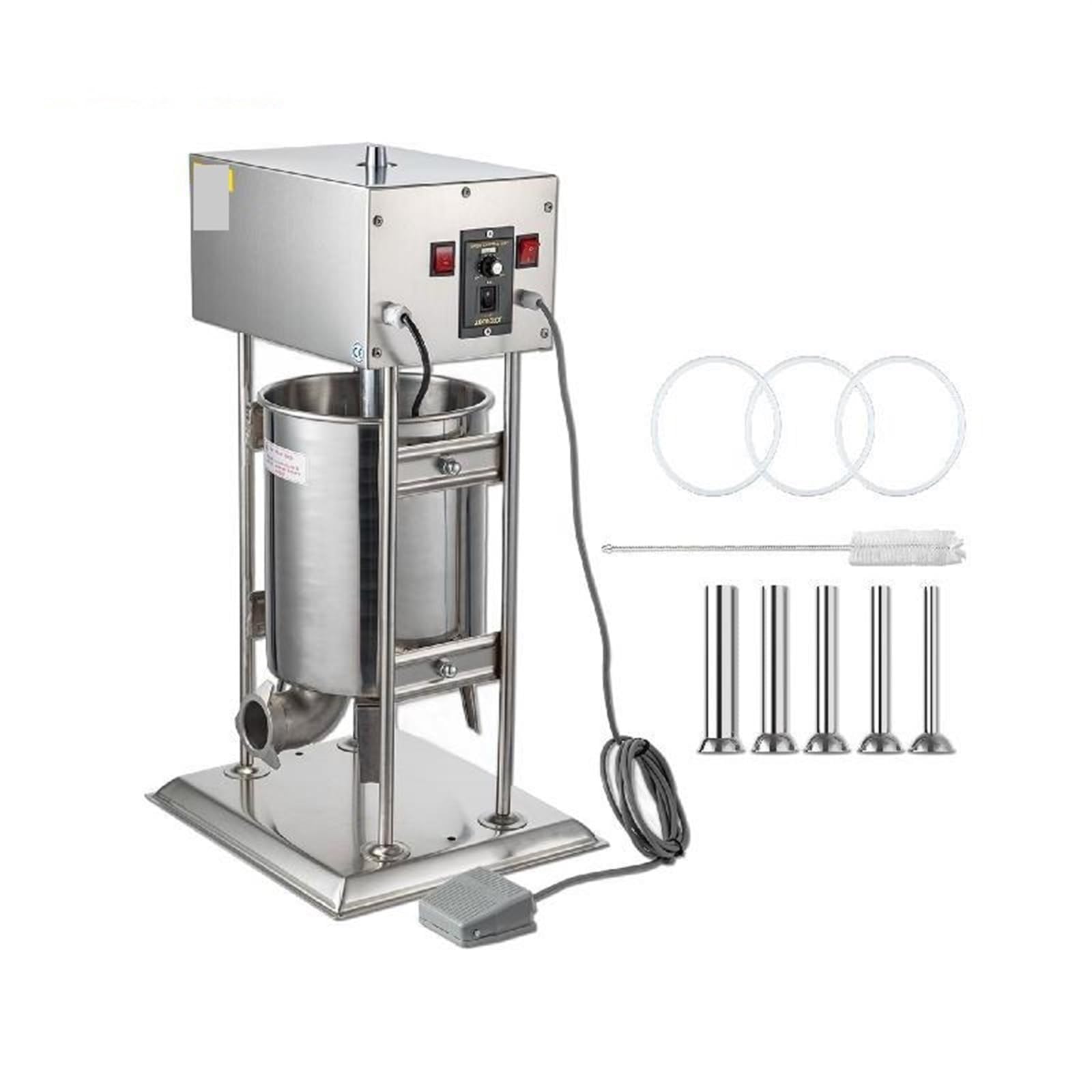 Générique Poussoir à saucisses électrique 10 L - Machine de Remplissage Verticale Automatique, Appareil de Cuisine en Acier Inoxydable Rapide et sans Effort