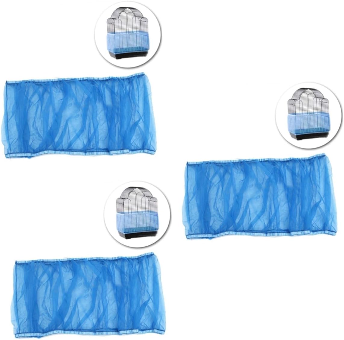 Housoutil 3pcs Bird Cage Cover Mesh Skirt Large Size Birdcage Accessories Birdcage Covers Bird Cage Skirt Blue