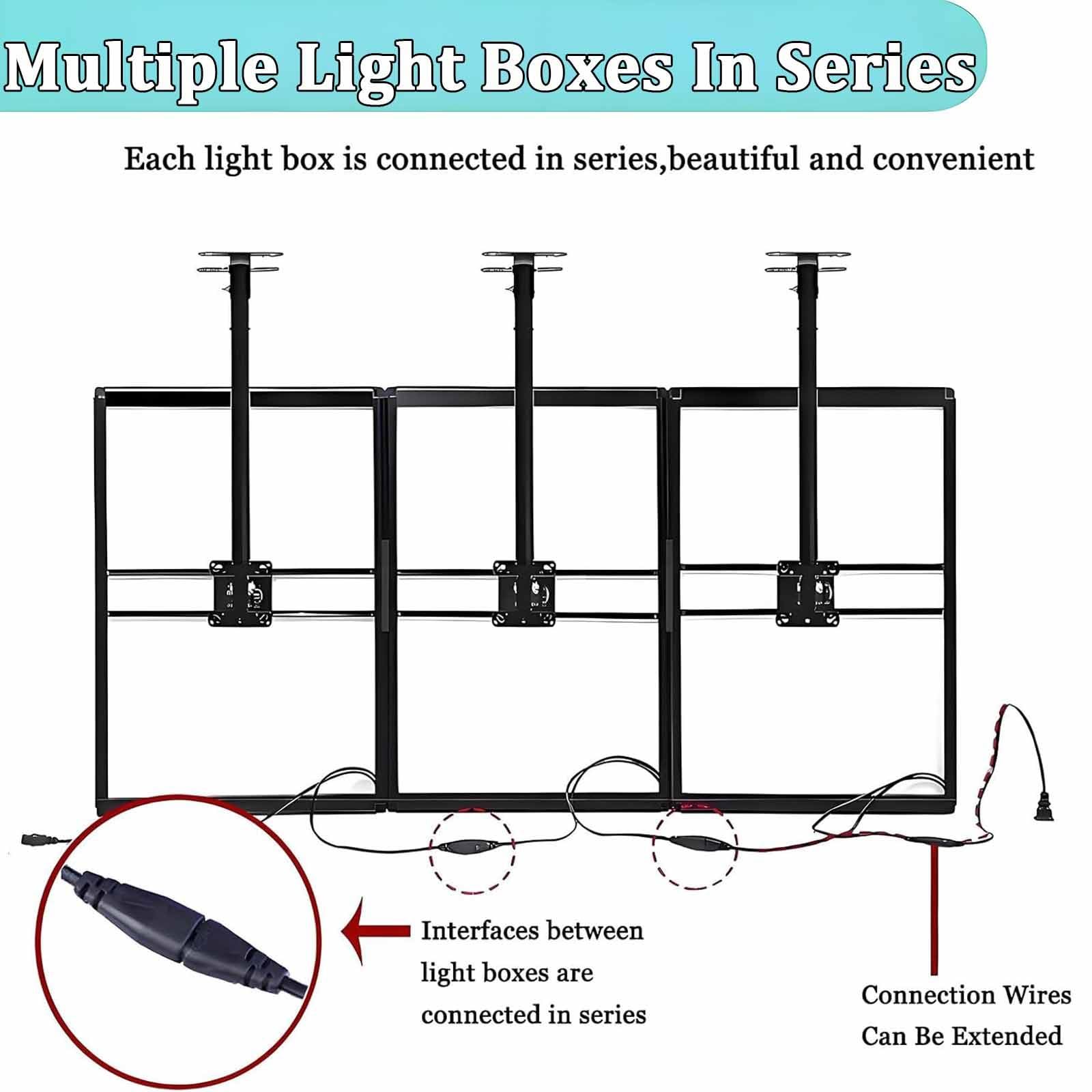 Pantalla LED para Cartel Publicitario, Caja De Luz para Carteles Iluminados con Brazo Telescópico Ajustable 50-100 Cm, Señalización Digital Pared para Tiendas Minoristas 1pc-30 * 40