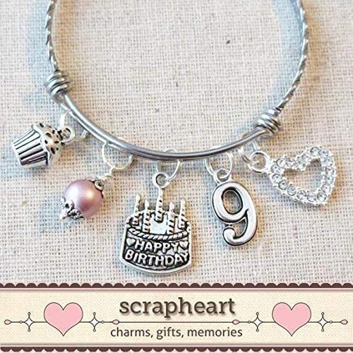 9Th Birthday Bracelet, 9Th Birthday Charm Bracelet, 9 Year Old Daughter Birthday Gift Idea, Ninth Birthday Gift, 9 Year Old Birthday Bangle #TOP5