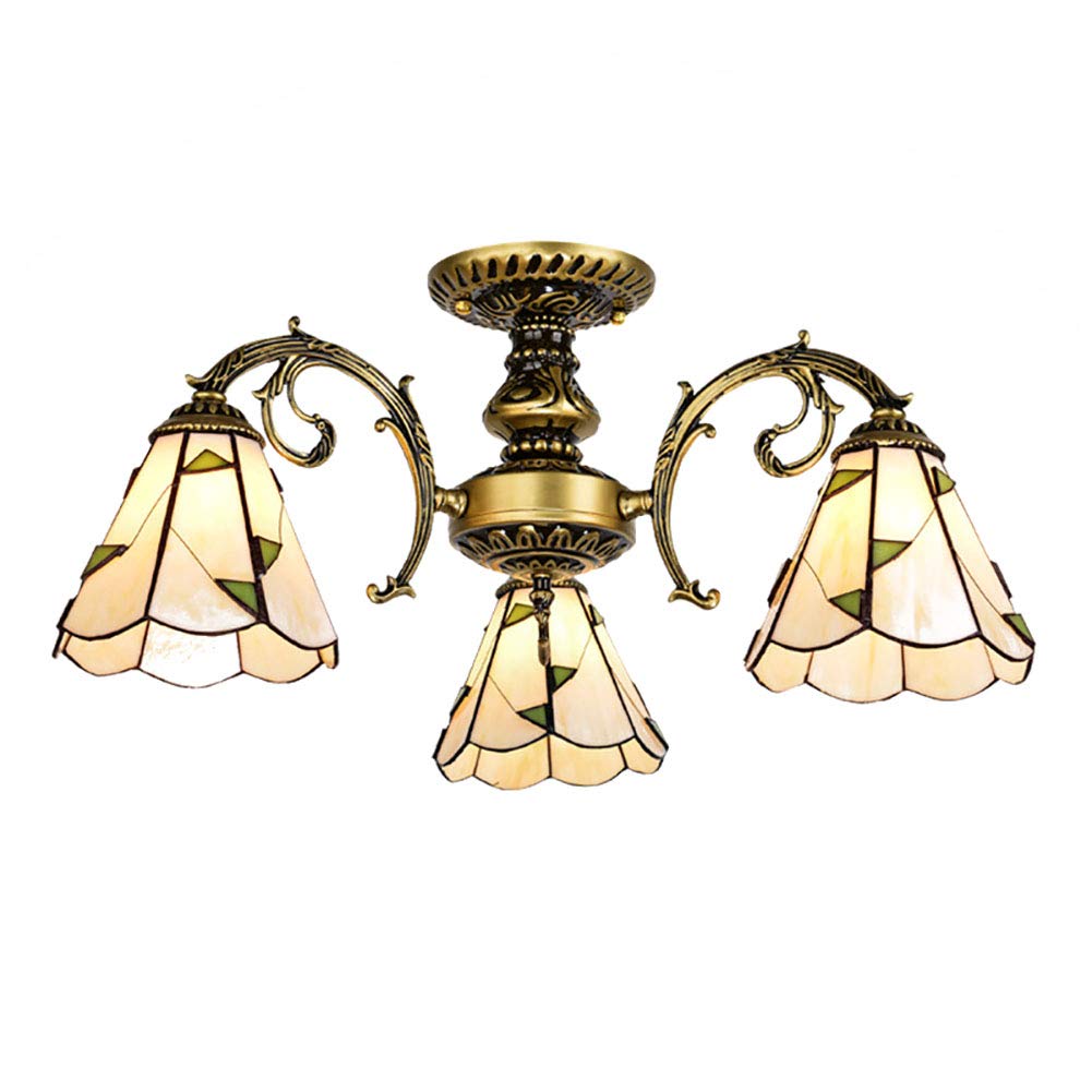 Lustre vintage vitrail résout l'éclairage agressif du salon avec douceur