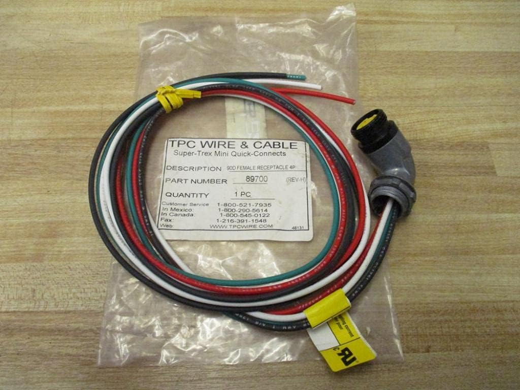 TPC Wire & Cable 89700 Female Receptacle, 4P, 90 DEG.