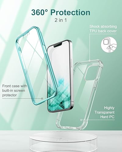 Miniatura 3 de SURITCH Funda transparente para iPhone 13 Pro Max (solo 6.7 pulgadas), protector de pantalla integrado, protección de cuerpo completo, a prueba de