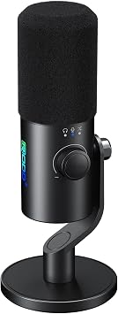 AUDIOPRO USB/XLR Gaming Microphone, Dynamic Mic for PC/Laptop/PS4/PS5, RGB Light, Headphone Output, Volume Control, Plug and Play, LED Mute Button, for Streaming, Podcast, Studio Recording