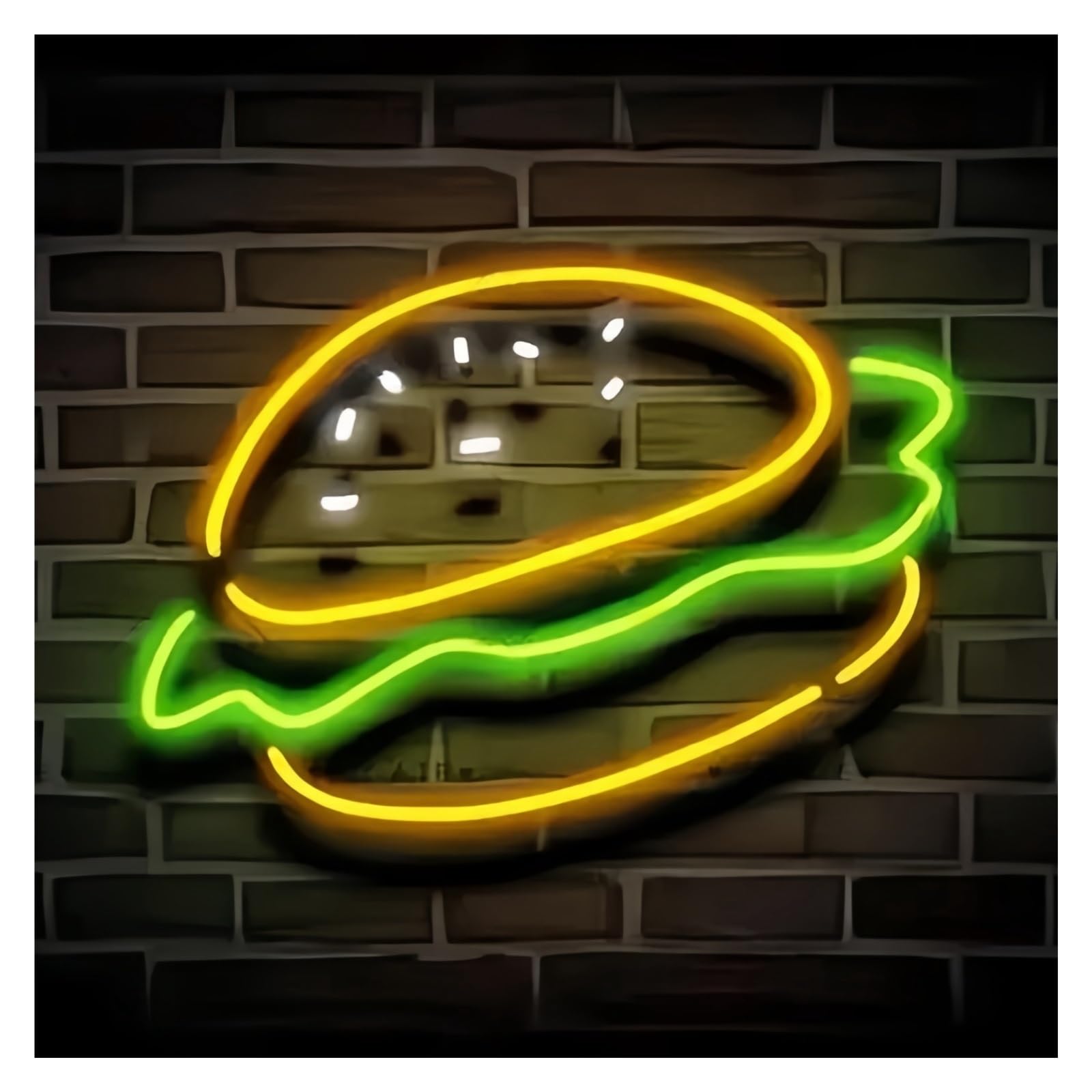 LEMST Signs Lamp Hamburger Neon Sign USB Powered Adjustable Brightness Food Neon Lights Suitable for Restaurant Party Wall Decoration 20cmx30cm