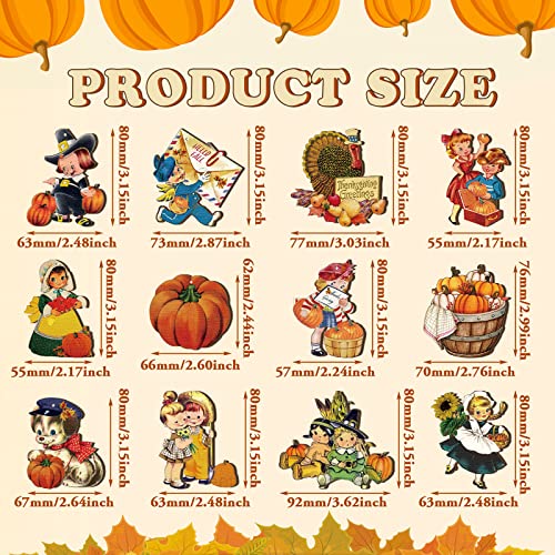 Image of Geelin 24 Pcs Vintage Fall Wooden Ornaments for Tree Decorations Home | Thanksgiving Autumn Harvest Hanging Ornament Pumpkin Turkey Sunflower Wood Cutouts Fall Thanksgiving Decor for Christmas Tree