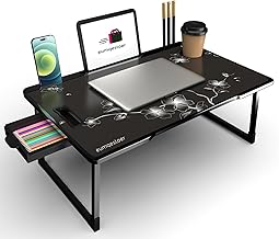 SUPER GOLDEN Engineered Wood Office Table for Home/Writing Desk for Office/Folding Table for School/Folding Study Table/Work from Home Multipurpose Table (Black Flower COTTED), 59 x 40 Cm