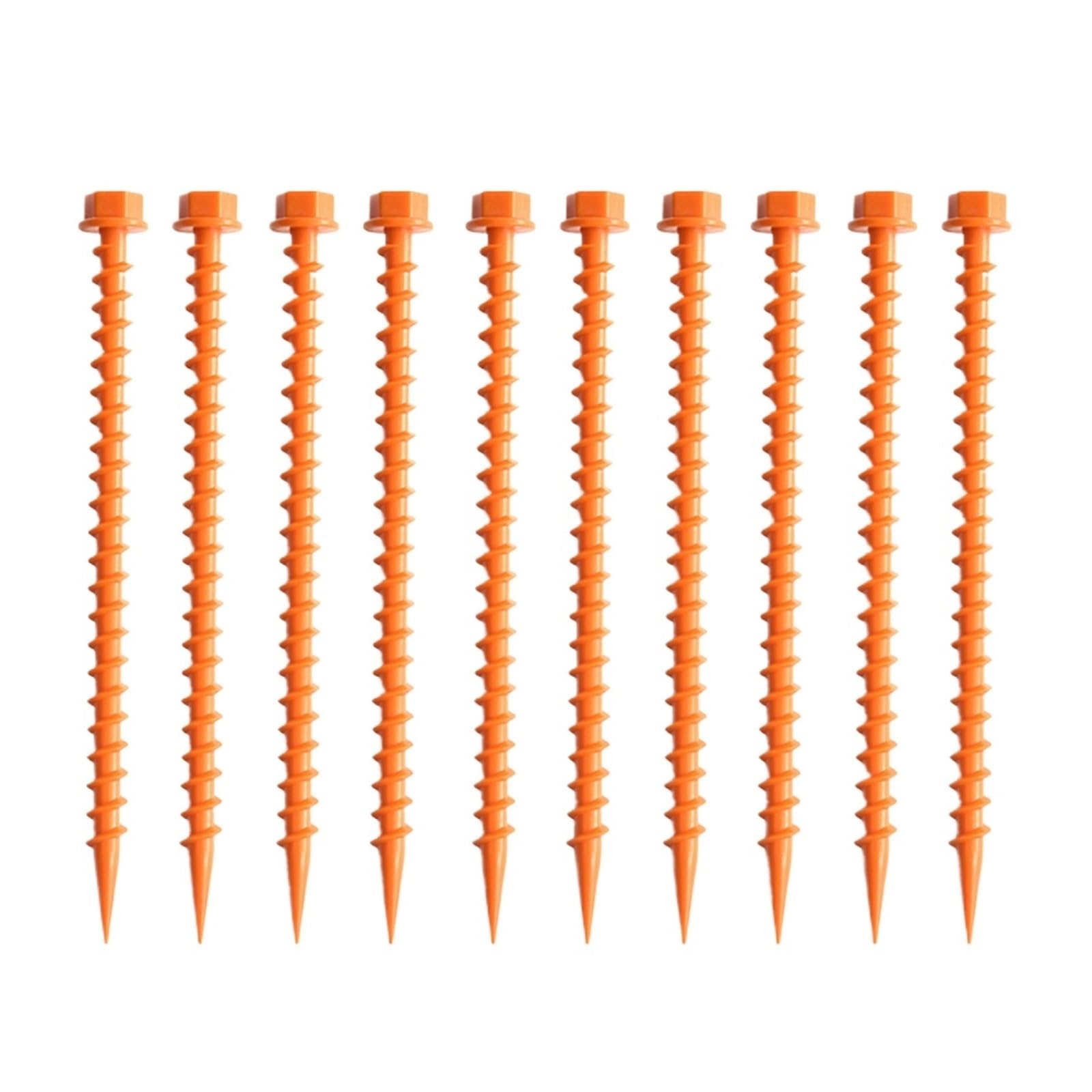 Piquets de Tente en Plastique Lot de 10 piquets de Tente, piquets de Sol, Clous de Sol, But, Herbe, Sol Dur, Alpinisme, extérieur, Plastique PP(Orange)