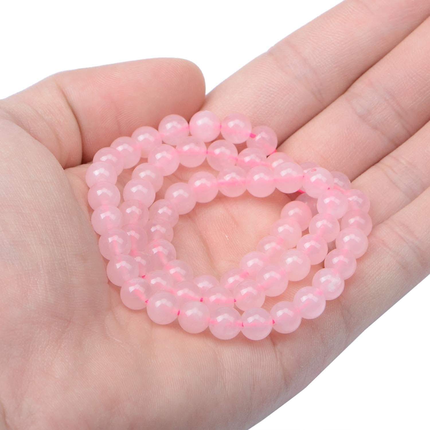 AD Beads Natural Gemstone Round Loose Beads 15" for Bracelet Necklace Earrings Jwelery Making Crafts DIY (6mm, Rose Quartz) - Image 3