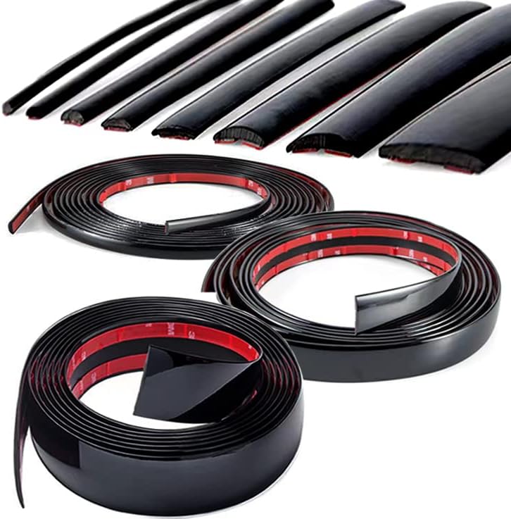 Shine & Bright Auto - Tira decorativa universal para exteriores e interiores de automóvil, 16 pies, color negro brillante, a prueba de arañazos