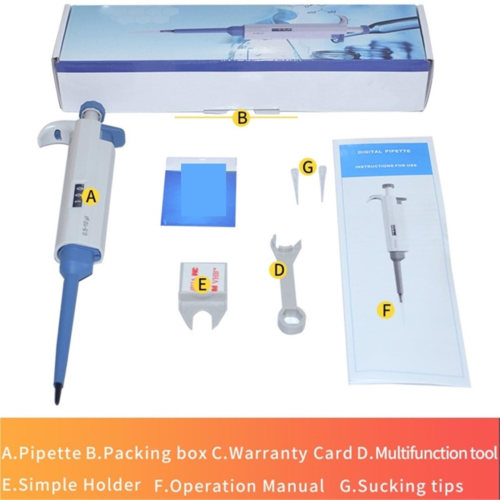 Pipetas manuales de plástico de un Solo Canal con Volumen Ajustable y presión Variable for líquidos.(20-200ul)