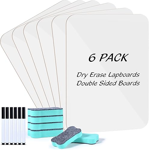 Miniatura 9 de Paquete de 12 pizarras blancas pequeñas de borrado en seco, paquete de maestros de aula, mini pizarras blancas personales de 9 x 12 pulgadas, para