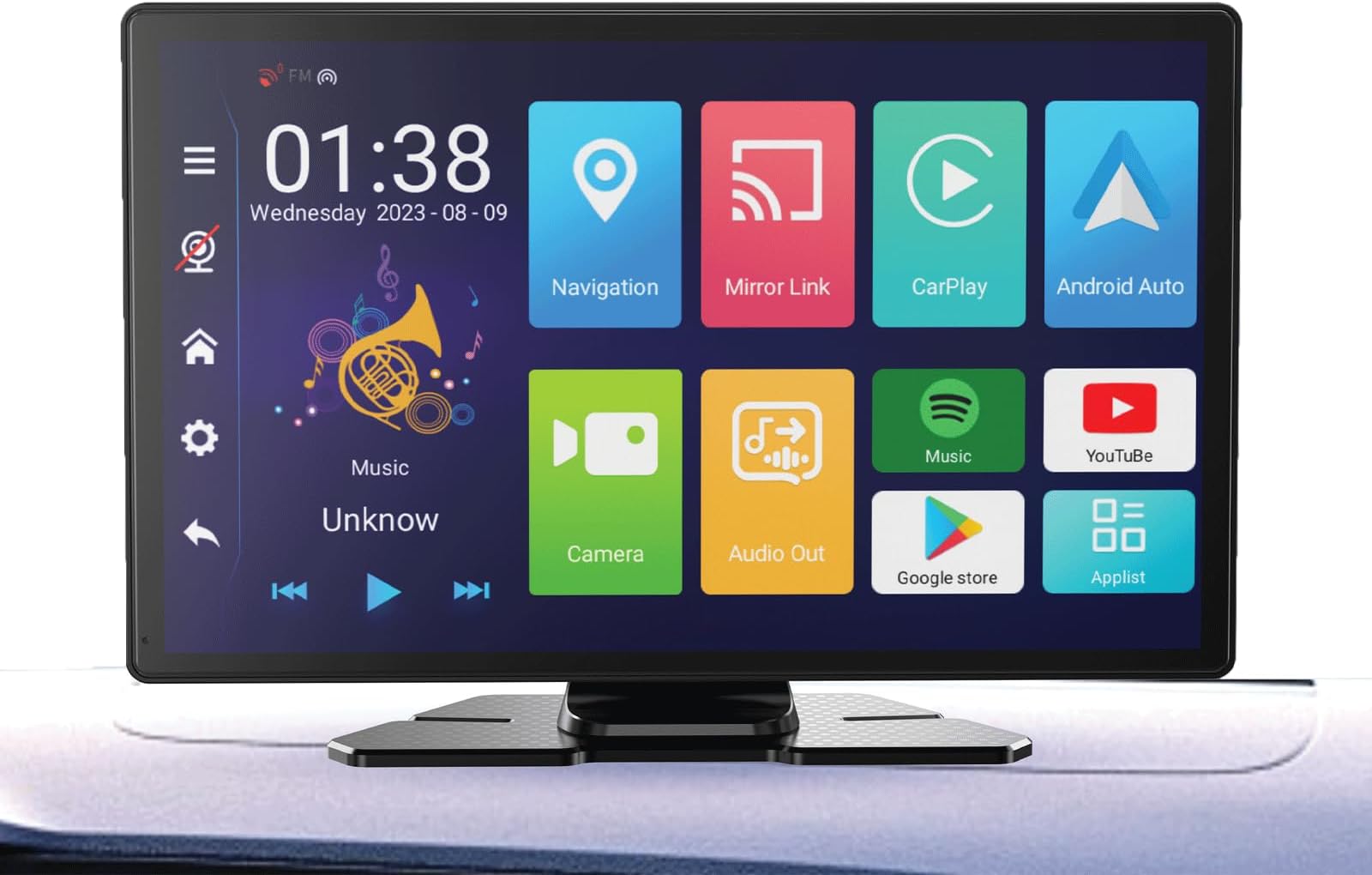 Porodo 9" Android Car Display: Upgrade your drive with a vibrant touchscreen, built-in DVR, 4GB RAM, 64GB storage, and seamless iOS/Android casting via Airplay & Android Cast. Bluetooth 5.1.