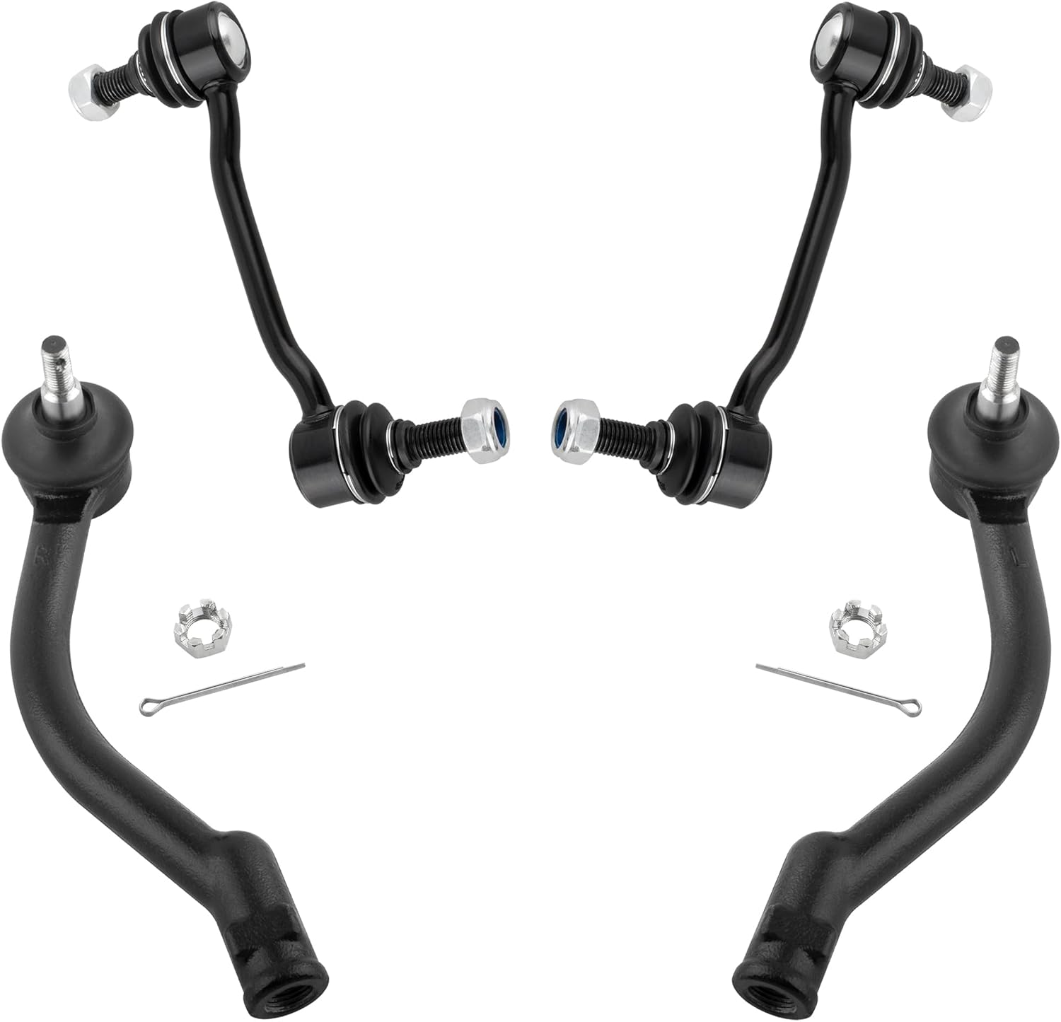 BOXI 4pcs Front Sway Bar Links + Outer Tierod Ends Fit for Hyundai Azera 2006-2007 / for Hyundai Sonata 2006 2007 2008 | ES800104 ES800105 K80949