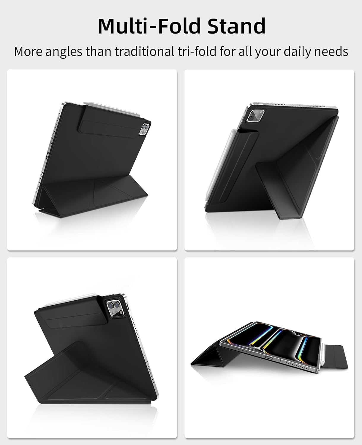 DUNNO Magnetic Case for iPad Pro 11 Inch M4 (2024) 5th Generation, Powerful Magnetic Attachment Case with Auto Sleep/Wake, Ultra Slim Multi-Angle Stand Protective Case for iPad Pro 11 2024 (Black) - Image 4