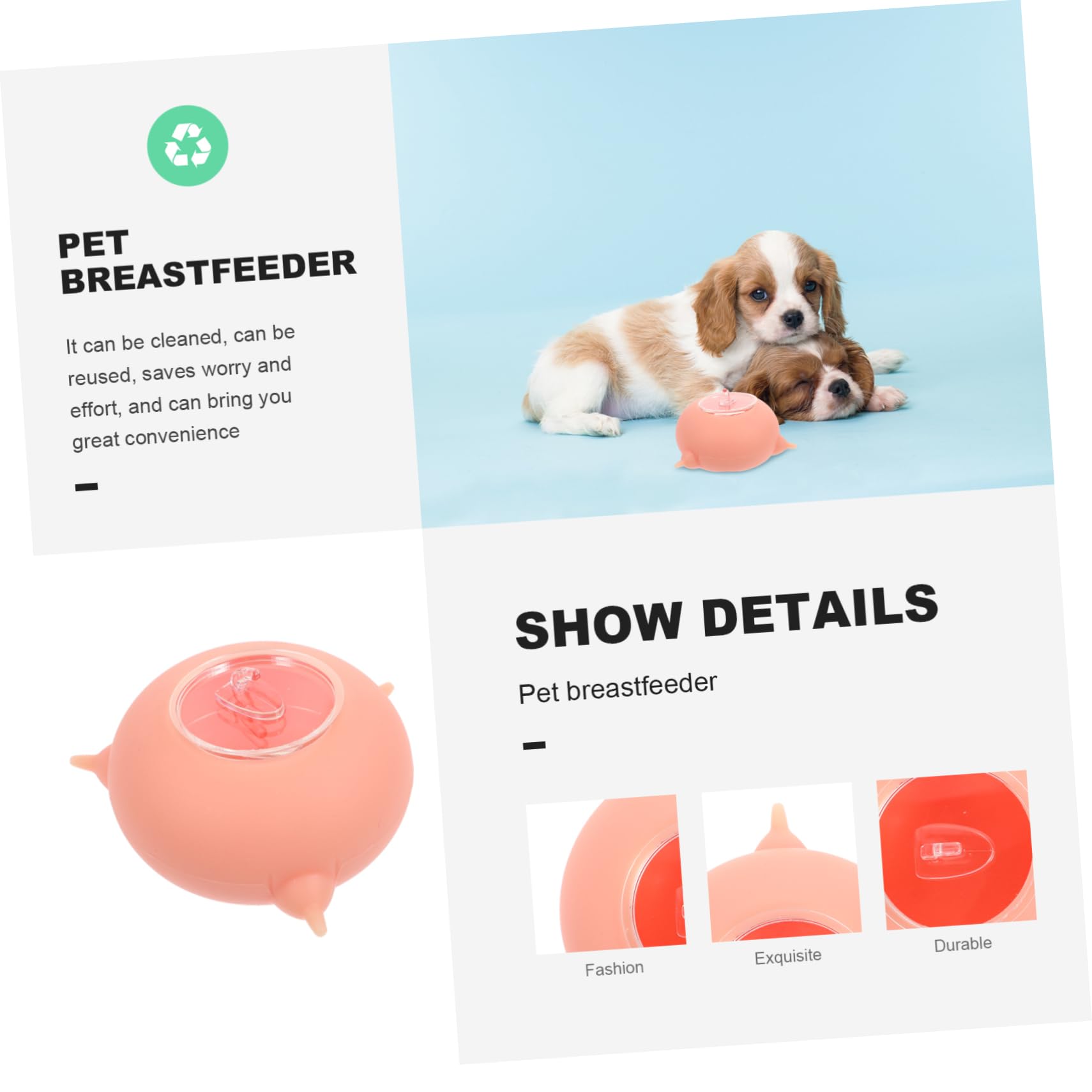 INOOMP Biberon per Cuccioli Riutilizzabile in Silicone Rosa, Facile da Conservare, Accessorio per L’Allattamento e Allenamento di Piccoli Animali Domestici