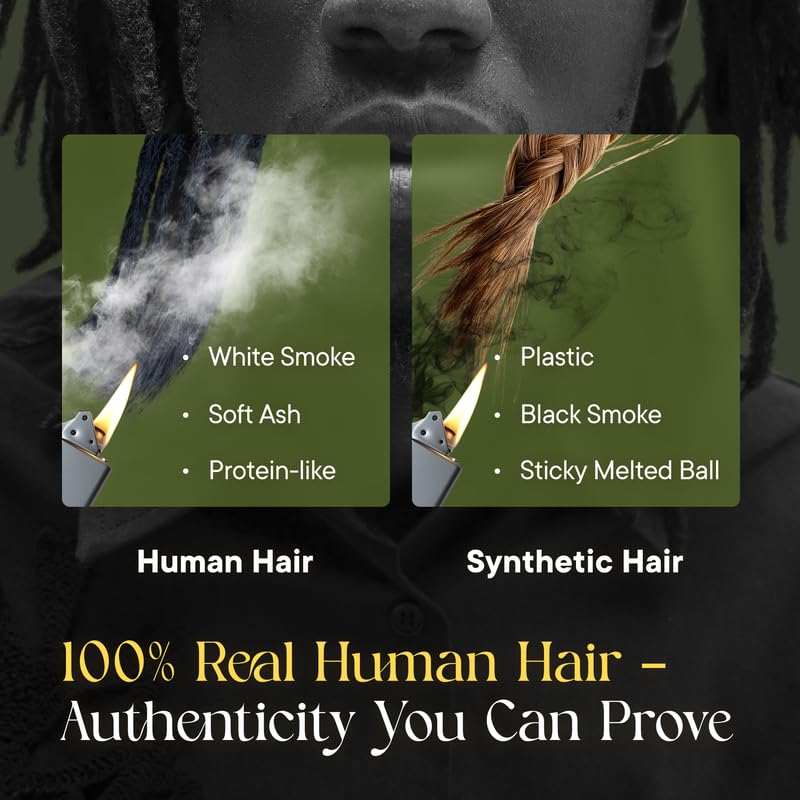 Human Hair Dreadlock Extensions – Handmade Crochet Locs Real Hair Dreads For Every Hairstyle, 10-Strand Bundle Dreads, Natural Looking Shades