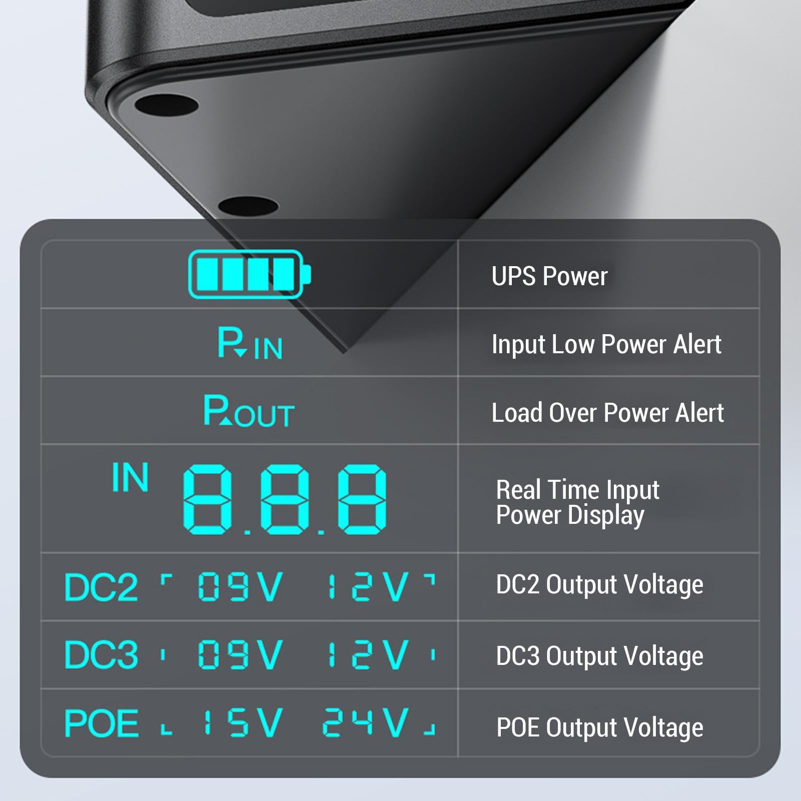 Batterie de Secours UPS 18000mAh Affichage numérique Alimentation Portable DC USB POE pour caméras de sécurité et routeurs (Prise UE)
