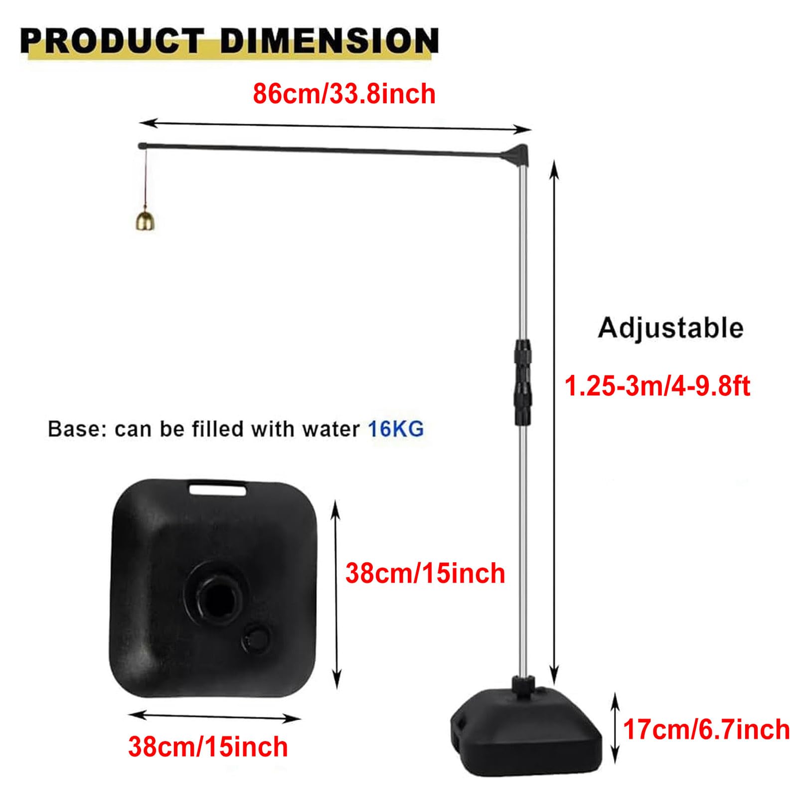 Probador de salto vertical ajustable con campana, herramienta de medición de salto de pie para entrenamiento