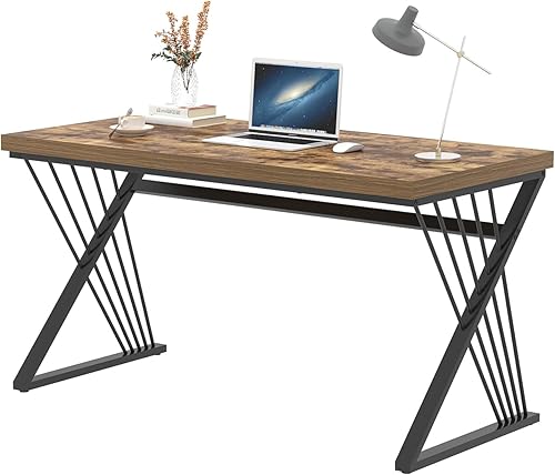 Miniatura 8 de FOLUBAN Escritorio para la Oficina en Casa, Escritorio Moderno de Madera y Metal para Computadora, Escritorio Simple de Trabajo para PC para