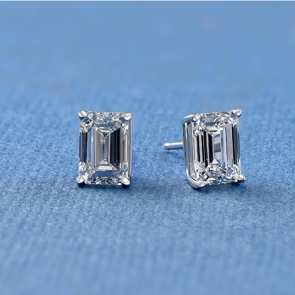Pompeii 1-8Ct Emerald Cut Diamond Studs 14k Gold Lab Grown Women's Earrings (FG,VS1-VS2)