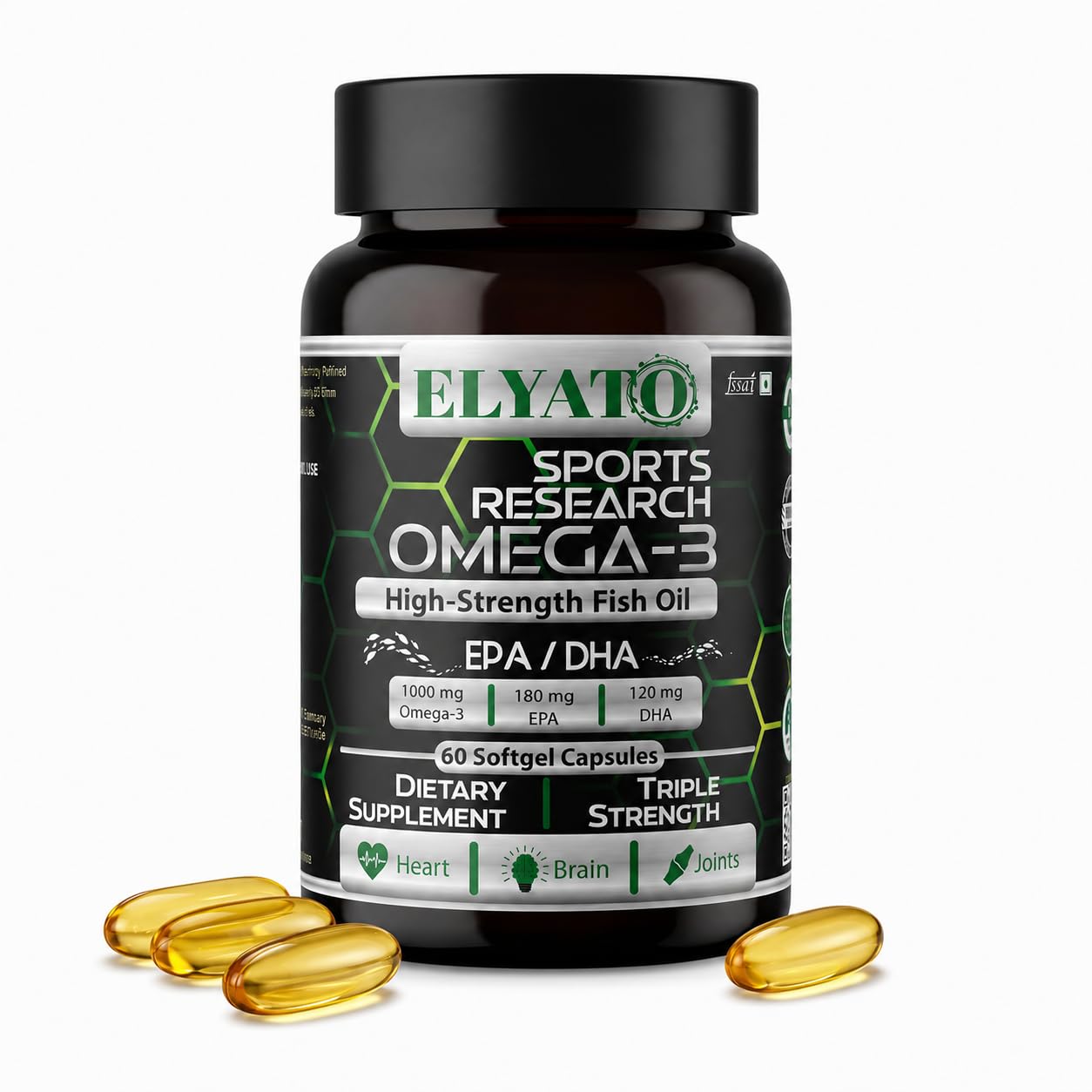 ELYATO Omega 3 Fish Oil Capsules 1000mg EPA180 DHA120, (60 Capsules)-picture-10