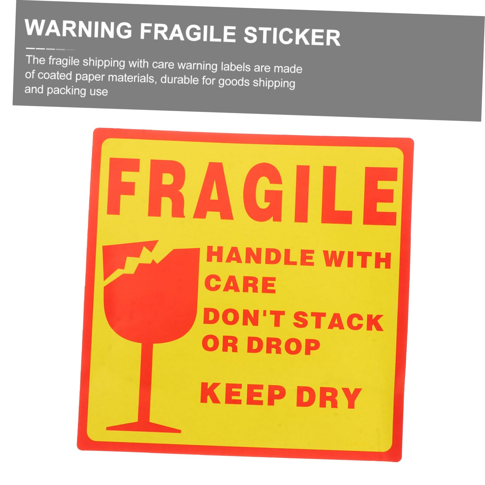 Etichetta Fragile Caution Adhesive Sticker 500 Pz Carta Patinata | Rosso Giallo ad Alta Visibilità, per Scatole Carta Bottiglie Plastica Legno, Istruzioni Spedizione e Gestione