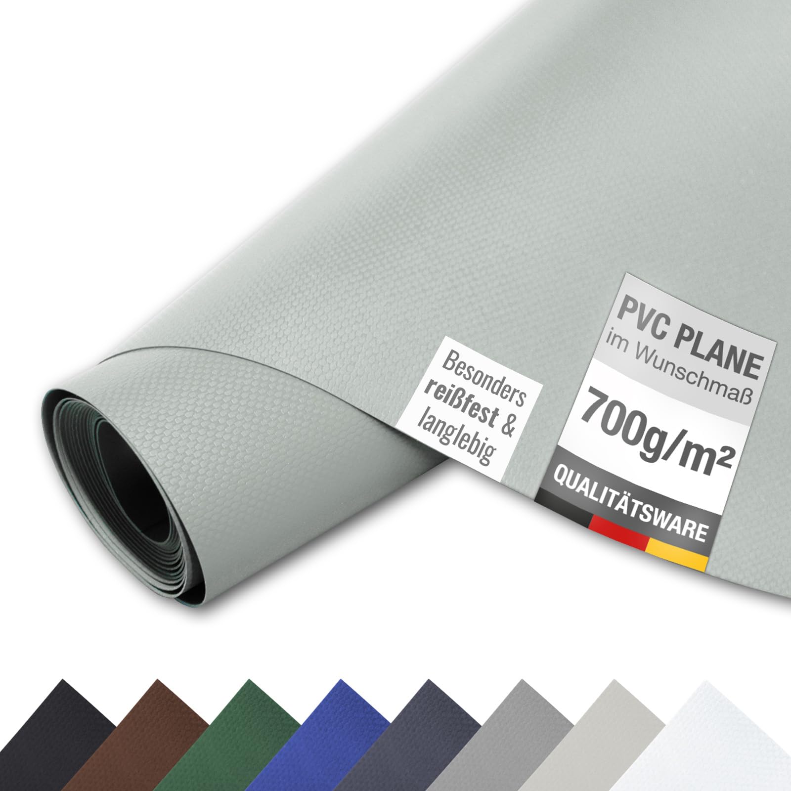 ANKO PLANEN PVC Plane 700g/m² - reißfeste LKW Plane & Abdeckplane matt - Wasserdicht, UV-beständig & wetterfest - grau - 2,5m x 3m
